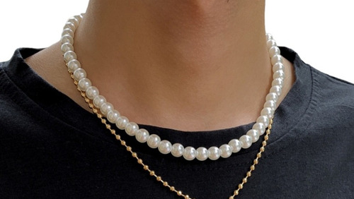 Collar De Perlas Hombre - Mujer Perlas 8mm