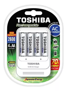 Carregador De Pilhas Toshiba Com 4 Pilhas Aa 2600ma Recarreg