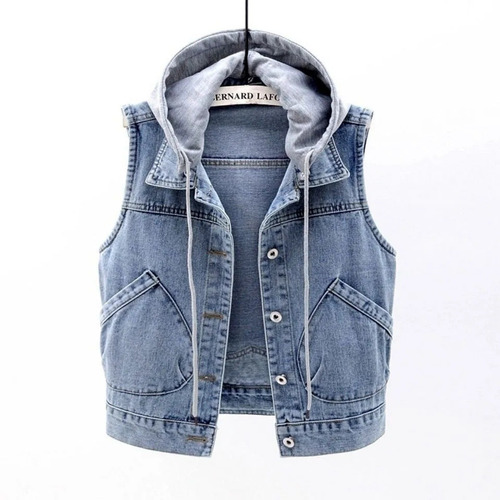 Imagen 8 de 8 de Chaleco Vaquero Para Mujer Con Grandes Bolsillos Y Chaqueta