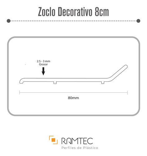 Moldura Zoclo Decorativo 8cms Ramtec (4 Pzas 1.5 Mts)