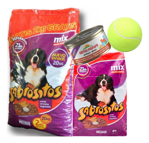 Imagen 1 de 2 de Sabrositos 30 Kg (22kg + 8kg) Con Vaso Medidor Y Pouch 100gr