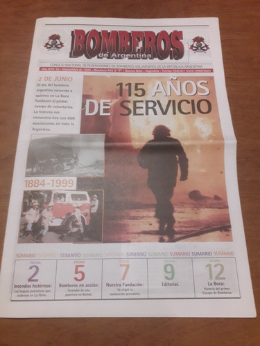 Diario Bomberos De Argentina 1999 La Boca Berisso Pehuajo 