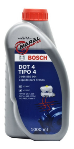 Liquido De Frenos Bosch Dot 4 Tipo 4 1000 Ml 1 Litro