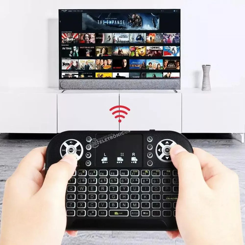 Mini Teclado Sem Fio 2.4g E Bluetooth Rgb Para Smart Tv E Pc