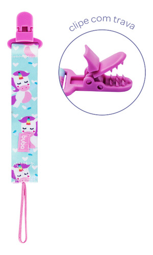 Prendedor Chupetas Buba Com Cordão Animal Fun Divertido Unicórnio