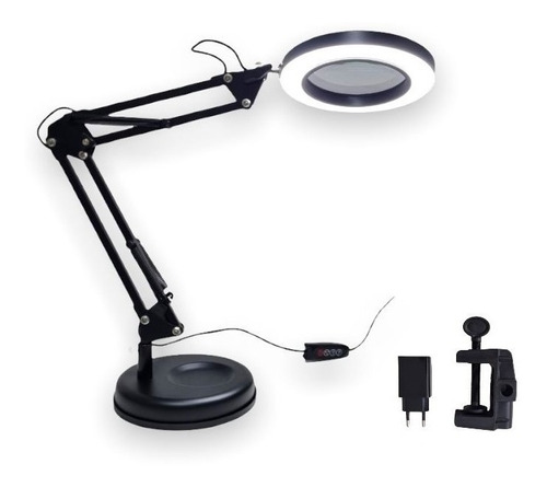 Luminária Com Lupa Articulável Led Ring Light Garra E Base