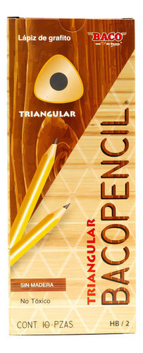 10pzs Lápiz Baco Lp055 Pencil Triangular Amarillo Hb2 R /v