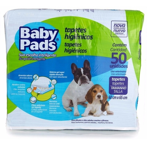 Tapete Para Higienico Para Cães Baby Pads Com 50 Unid 60x65