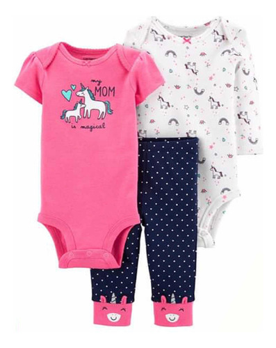 Carters Conjunto Clásico Unicornio 3 Prendas. Algodon. 3m