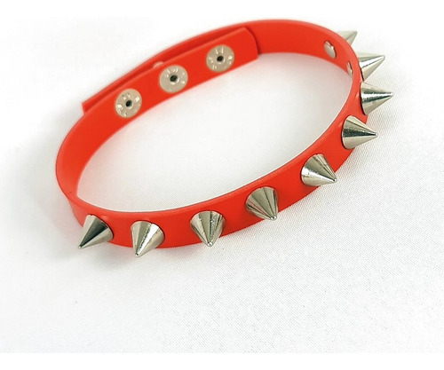 Kit Choker Vermelha + 2 Pulseiras Spikes Tachas Punk Rock Cor Vermelho