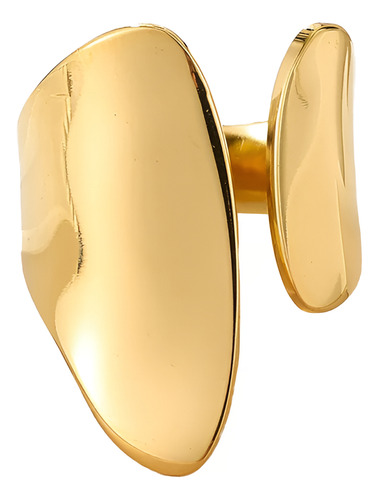 Anillo Abierto Ajustable Acero Inoxidable Chapado En Oro 14k