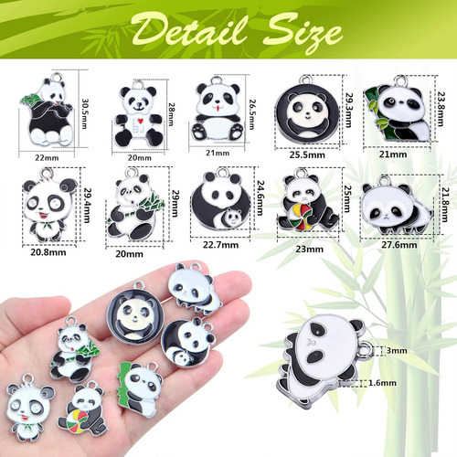 20 Piezas 10 Estilos Esmalte Panda Encantos Aleación Encanta
