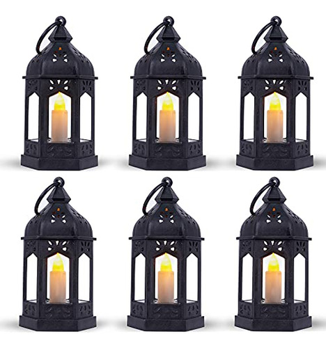 Mini Linterna Con Velas Led Parpadeantes, Negro De Halloween Black