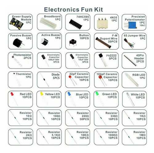 Kit De Componentes Electrónicos 830 Puntos De Conexión Breadboard Cable Resistencia Aplicable Para Uno R3