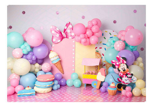 Fundo Fotográfico Tecido 150x220cm Minnie Confeiteira Jb