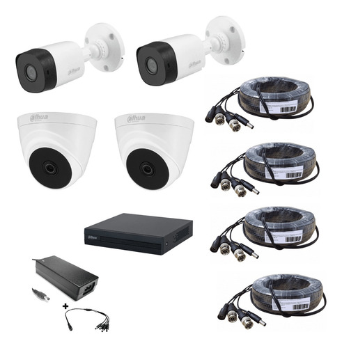 Kit 2camaras Dahua Bullet 2mp 2camaras Domo 2mp Dvr 8ch 2mp