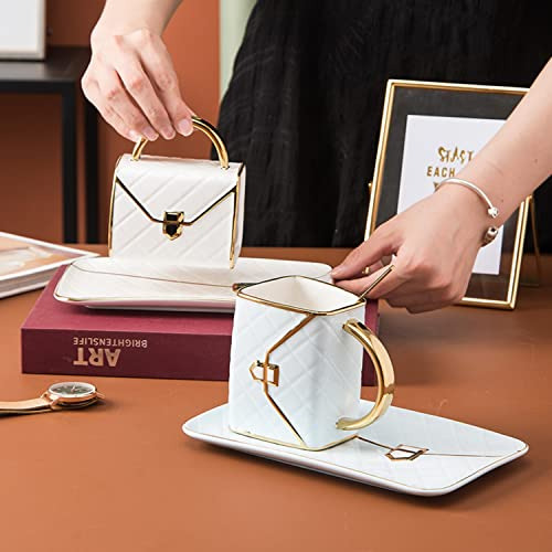Tazas De Café De Cerámica En Forma De Bolso Con Conjunto De