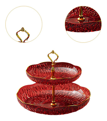 Plaza De Frutas De Cupcake Stand Decorative 2 Niveles Rojo