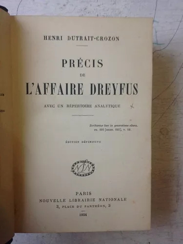 Precis De L'affaire Dreyfus Avec Un Repertoire Analytique