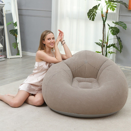 Sillón Inflable Silla Aterciopelada Puff Cómodo Sofá C/bomba