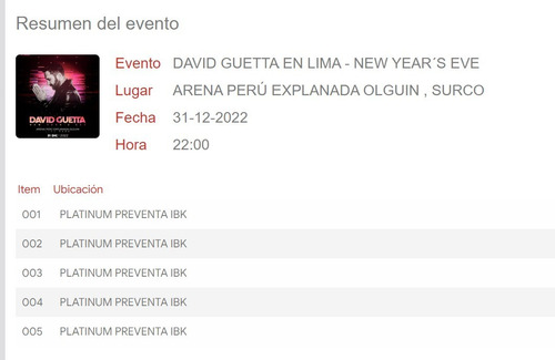 Imagen 2 de 3 de David Guetta Lima Platinum
