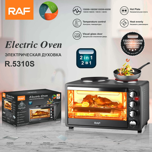 Horno Eléctrico De Mesa Con Estufas 2 En 1 Raf R.5310s 30lts