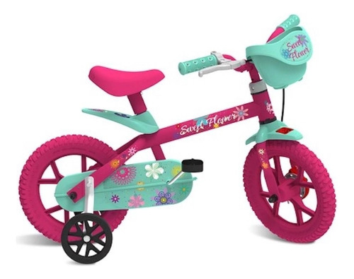 Bicicleta Infantil Aro 12 Sweet Flower - Bandeirante Cor Rosa