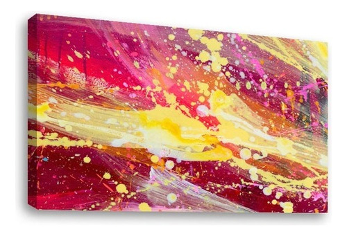 Cuadros Canvas Abstractos Tipo Oleo En Canvas Artistíco Color Abstracto-rosa-amarillo