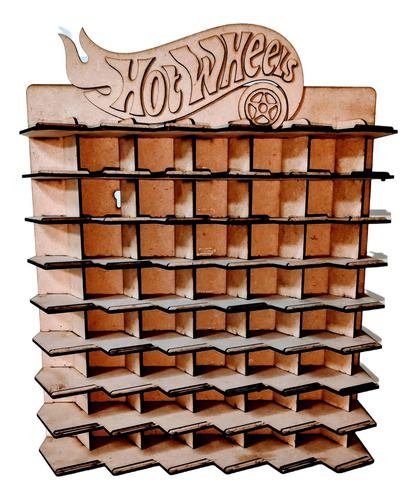 Exibidor Autos Hotwheels 54 Estacionamientos Mdf 3mm Marrón Claro
