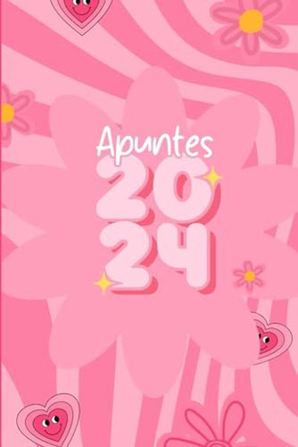 Apuntes 2024: Lindo Cuaderno De Flores De Color Rosa Brillan