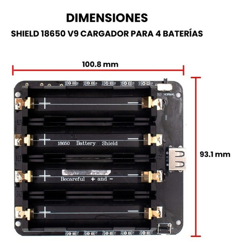 Shield 18650 V9 Cargador De 4 Baterías 18650 Paralelo