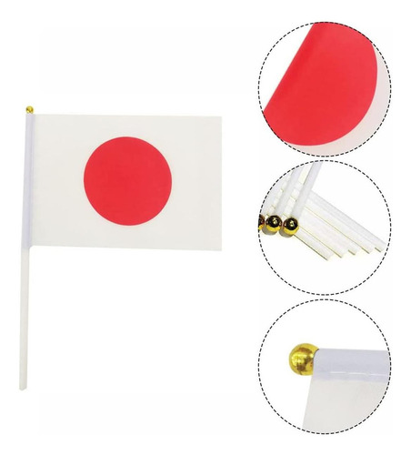 Bandera De Mano Japón, Mxjpf-003, 15pzas, Japón, 14x21cm, Te Jpminiflag