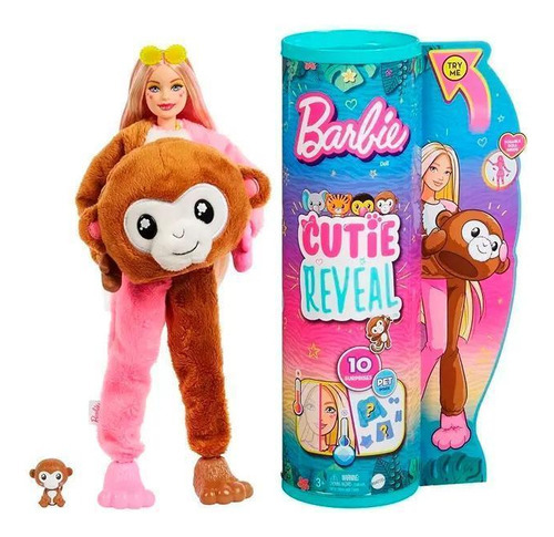 Boneca Barbie Cutie Revealfantasia De Macaco Hkr01