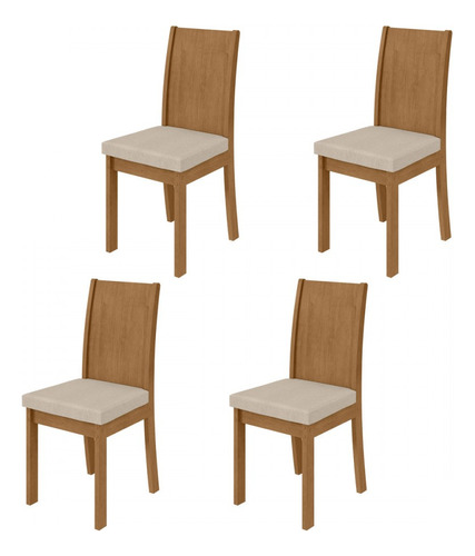 Kit 4 Cadeiras Athenas Amêndoa Clean/linho Rinzai Bege