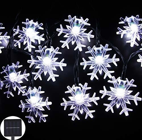Luces Navidad Solar 30 Led 20 Pies Impermeables - Blanco