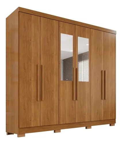 Guarda-roupa Casal Com Espelho 6 Portas 2 Gavetas França Wt Cinamomo