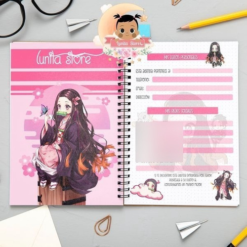 Agenda/cuaderno Nezuko Kawai Tamaño A5