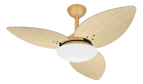 Ventilador Teto Dourado Winds Turbo 3 Pás Palha Ventax 110v