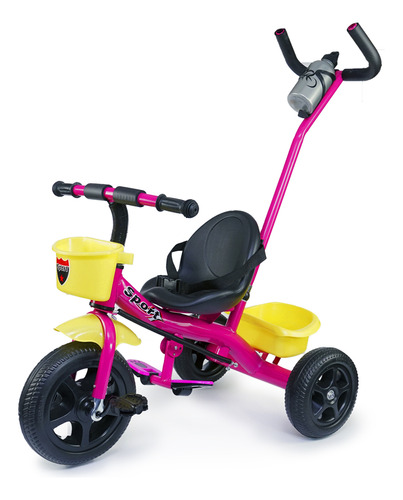 Triciclo Infantil 2 Em 1 Pedal Cesto Passeio Mega Compras Cor Rosa