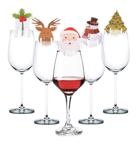 50 Uds Tarjetas De Mesa Decoración Para Copa De Vino Navidad