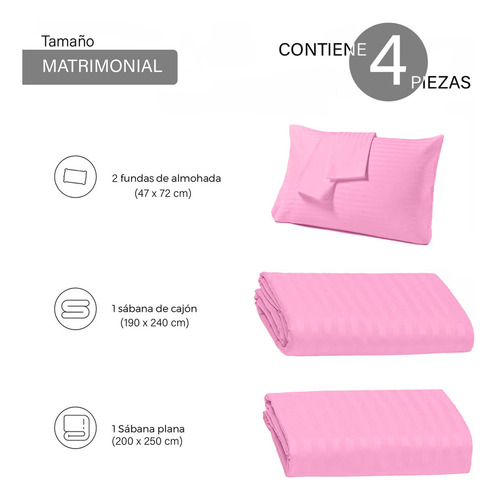 Wesell - Juego De Sábanas matrimonial microfibra sueve rosa pastel