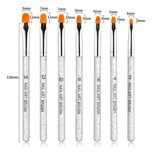 3 X 7pcs Gel Nail Art Brush Pen Surtido Acrílico Plano