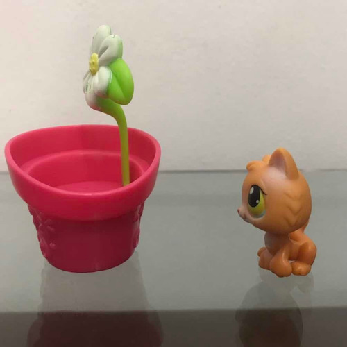 Littlest Pet Shop Gato Laranja Vaso De Flor Geração 1 #86 (Usado)