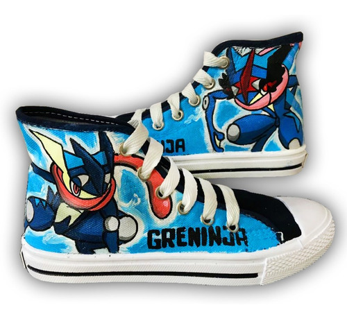 Tenis Pintado A Mano Pokemon Greninja Personalizados 01