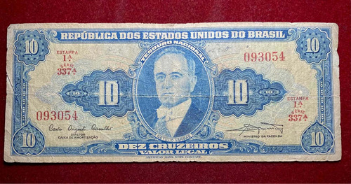 Billete 10 Cruzeiros Brasil 1961 Pick 167 A Vargas