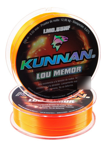 Nylon Kunnan 0,38 Mm Por 200 M Baja Memoria