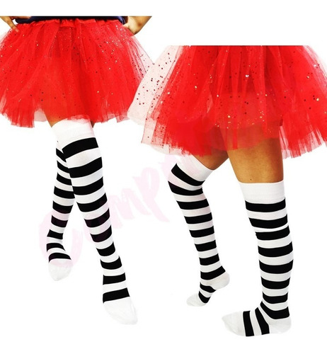 Media Calceta Over Knee Lolita Halloween Rojo/negro Caramelo