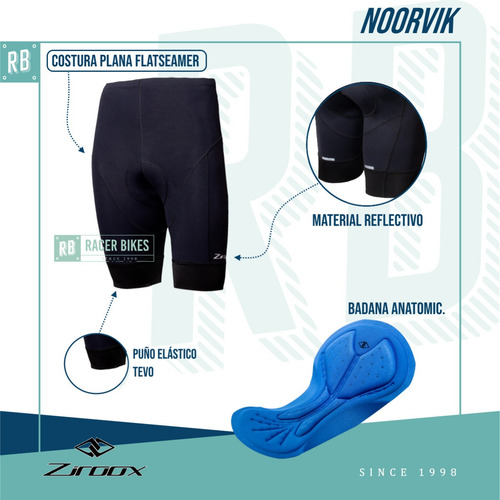 Imagen 2 de 10 de Calza Corta Ciclismo Bici Ziroox Noorvik Hombre - Racer