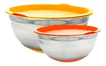 Comprar Set X2 Bowls Cocina Acero Inoxidable Con Tapa Base Silicona