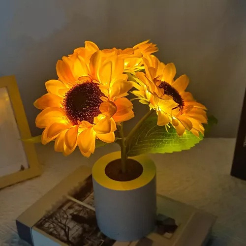 Luz De Noche De Girasol En Maceta, Elegante, Portátil Para